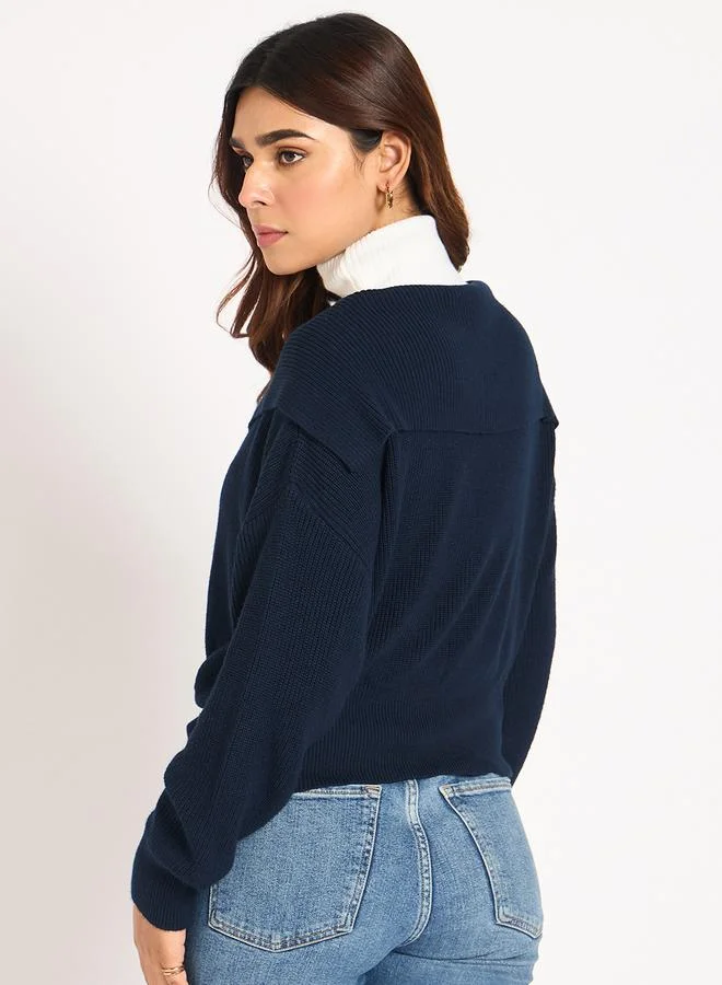 Femmella  Blue Crop Zip-Up Jacket for Women | Best Price UAE