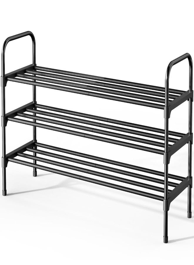 Kitsure Shoe Rack - 3-Tier Space-Saving Shoe Organizer & Shoe Shelf with Handle, Easy Assembly, Sturdy Metal Shoe Rack for Closet, Entryway, Bedroom, 28.0" x 11.8" x 25.6", Black - Image 1
