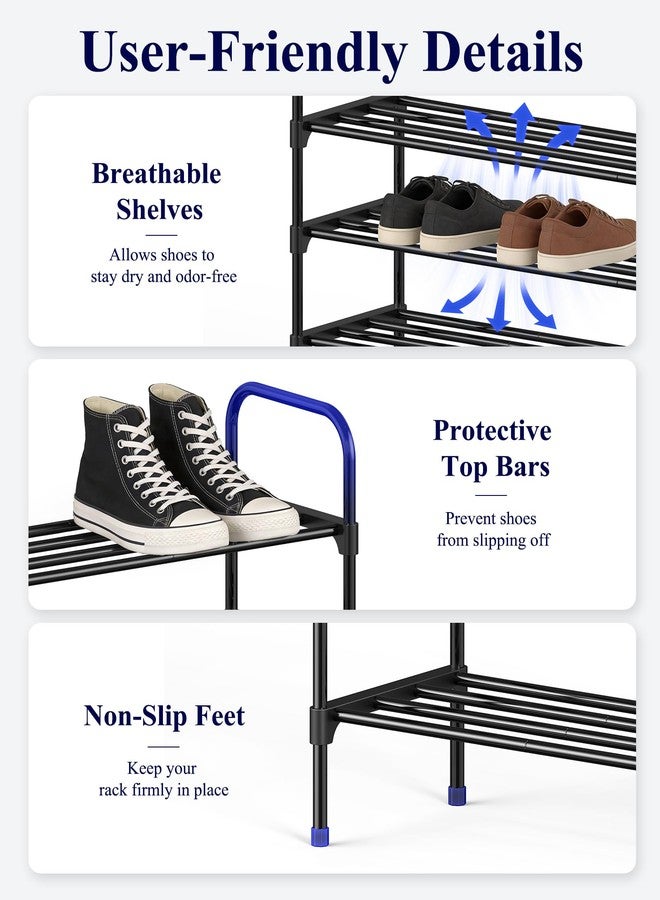 Kitsure Shoe Rack - 3-Tier Space-Saving Shoe Organizer & Shoe Shelf with Handle, Easy Assembly, Sturdy Metal Shoe Rack for Closet, Entryway, Bedroom, 28.0" x 11.8" x 25.6", Black - Image 5