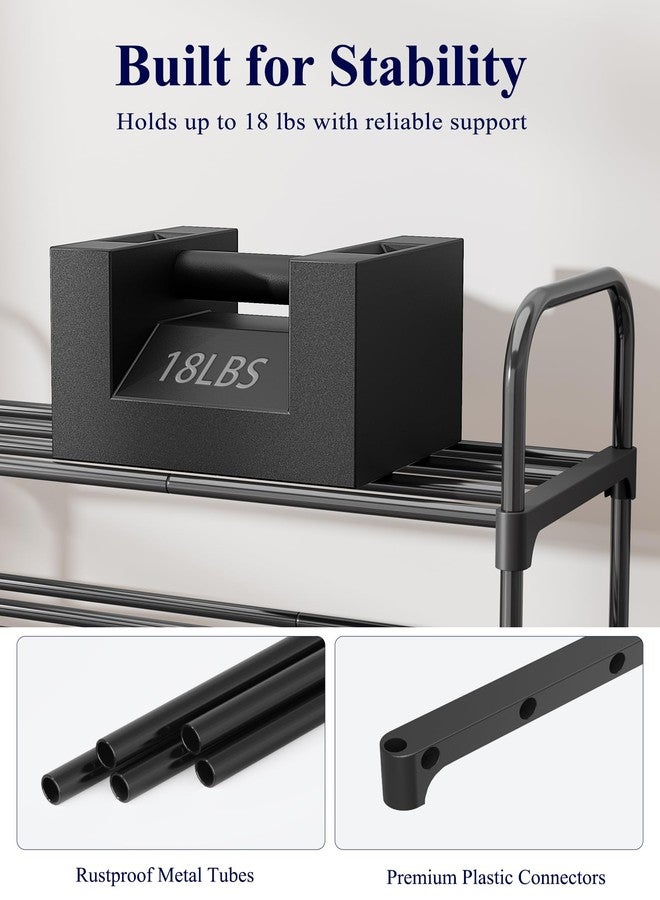 Kitsure Shoe Rack - 3-Tier Space-Saving Shoe Organizer & Shoe Shelf with Handle, Easy Assembly, Sturdy Metal Shoe Rack for Closet, Entryway, Bedroom, 28.0" x 11.8" x 25.6", Black - Image 4
