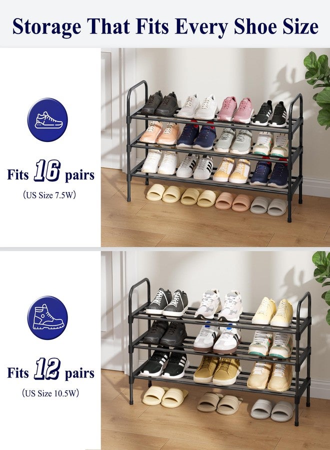 Kitsure Shoe Rack - 3-Tier Space-Saving Shoe Organizer & Shoe Shelf with Handle, Easy Assembly, Sturdy Metal Shoe Rack for Closet, Entryway, Bedroom, 28.0" x 11.8" x 25.6", Black - Image 3