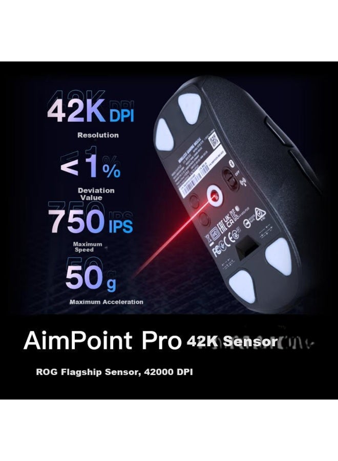 Rog Gladius Ii Rgb Wireless Gaming Mouse With Aimpoint Pro Sensor, Wireless 8k Support, Lightweight Design, Three-zone Rgb Lighting Effects, Moonlight White - Image 3