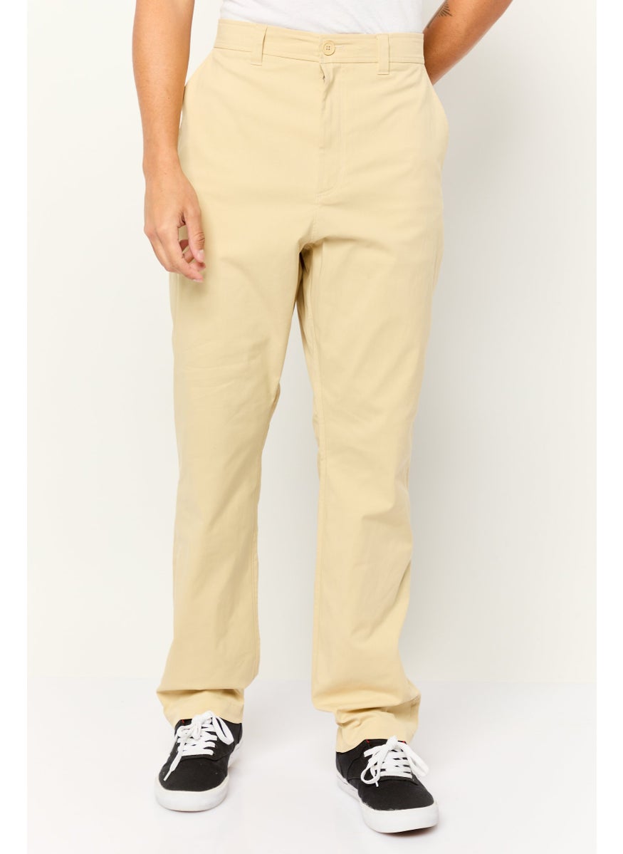 ESPRIT Men Slim Fit Plain Chino Pants, Tan  - Image 1