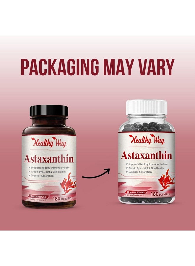 HealthyWayRx مكمل أستازانتين سهل الامتصاص - 10 ملغ أستازانتين من الطحالب الدقيقة هايماتوكوكوس بلوفياليس لدعم صحة الجلد والمفاصل والعين - غني بمضادات الأكسدة والكاروتينات (180 حصة) - Image 2