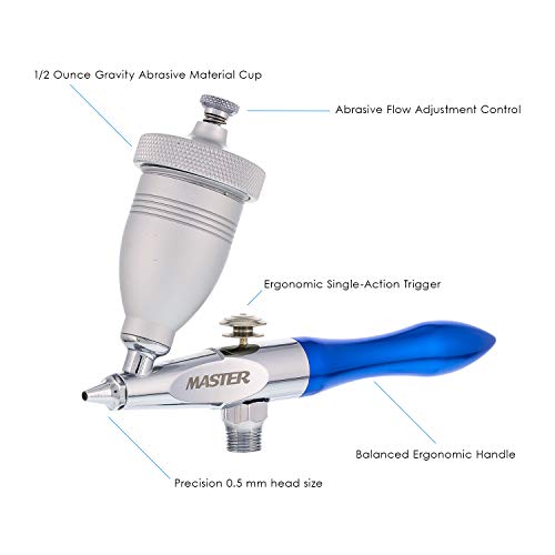 Master Airbrush Gravity Feed Airbrush Mini Sandblaster Kit - 1/2 oz. Cup, 0.5 mm Tip, Hose – Portable Airbrush, Ideal for Art, Miniature Painting, Model Cars, Nail Art, Etching Glass & Rust Removal - Image 2