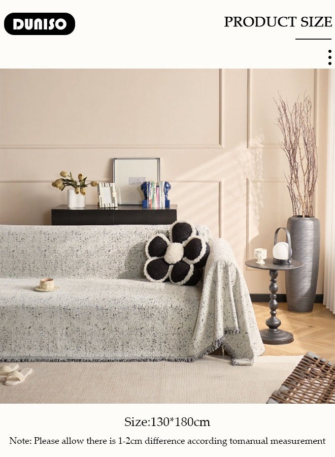 DUNISO غطاء أريكة شنيلا مزدوج الجوانب، غطاء أريكة أنيق، تصميم طباعة خطية، منشفة أريكة شنيلا مزدوجة الجوانب، غطاء أريكة شنيلا لأربعة مواسم متاح على الجانبين (130*180 سم) - Image 2