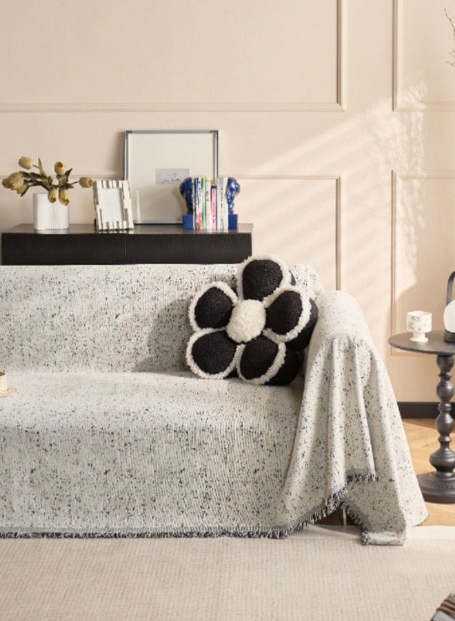 DUNISO غطاء أريكة شنيلا مزدوج الجوانب، غطاء أريكة أنيق، تصميم طباعة خطية، منشفة أريكة شنيلا مزدوجة الجوانب، غطاء أريكة شنيلا لأربعة مواسم متاح على الجانبين (130*180 سم) - Image 1