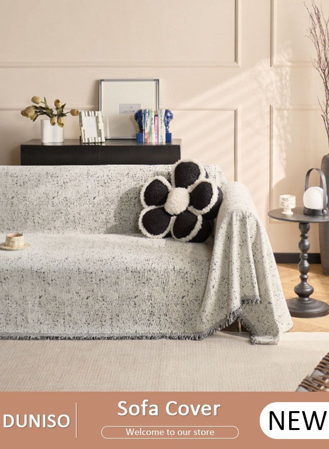 DUNISO Double Sided Chenille Sofa Cover, Stylish Sofa Cover, Line printing design, Chenille Material Double Sided Sofa Towel, Four Seasons Chenille Sofa Cover Available Both Sides(130*180 cm) - Image 1