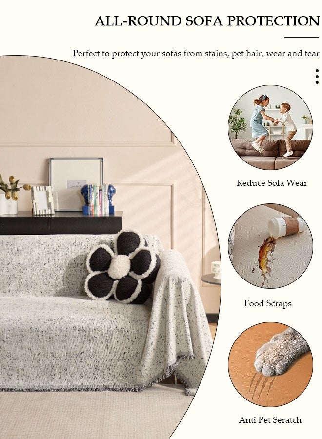 DUNISO Double Sided Chenille Sofa Cover, Stylish Sofa Cover, Line printing design, Chenille Material Double Sided Sofa Towel, Four Seasons Chenille Sofa Cover Available Both Sides(130*180 cm) - Image 5