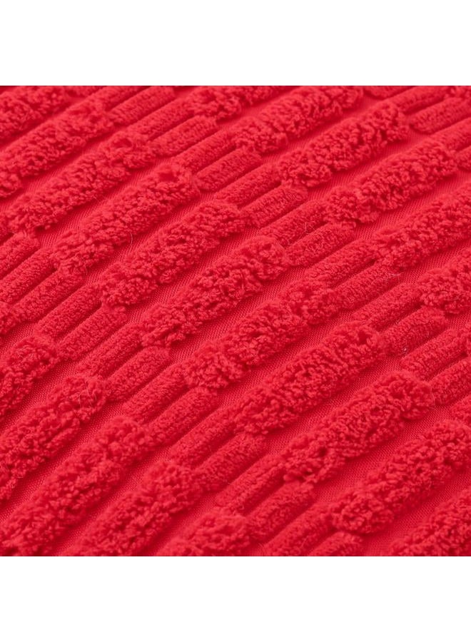 Madizz Set of 2 Corduroy Striped Boho Cushion Covers Decorative Soft Cushion Cover for Sofa Bedroom Red 45x45cm - Image 5