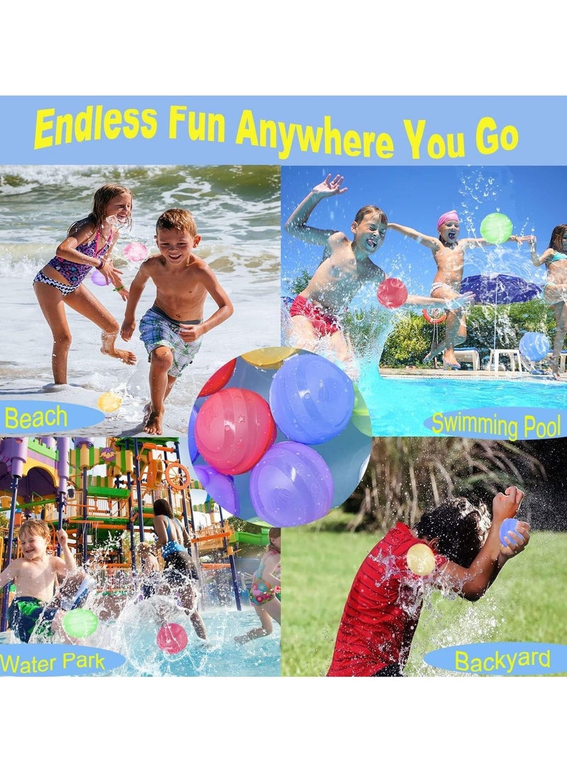 SYOSI Reusable Water Balloons, Quick Fill Self Sealing, Outdoor toys for kids adults, Water Bomb Balls for Water Fight Game, Water Park, Summer Party, 6pcs  - Image 5