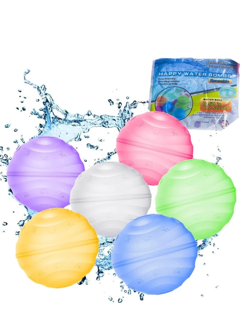SYOSI Reusable Water Balloons, Quick Fill Self Sealing, Outdoor toys for kids adults, Water Bomb Balls for Water Fight Game, Water Park, Summer Party, 6pcs  - Image 1