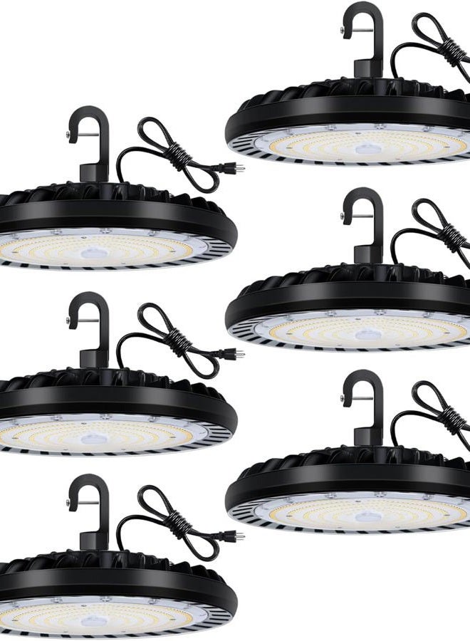 hykolity 6 Pack LED High Bay Light 150W, 5000K UFO LED High Bay Light Fixture with US Plug [450W MH/HPS Equiv.] 100-277V, 19,500lm, IP65 Commercial Warehouse Area Light for Wet Location - Image 1