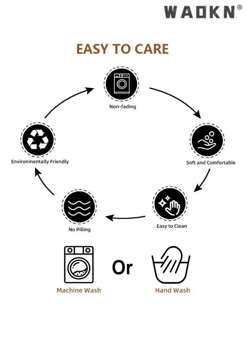 WAOKN Deep Dream Tablecloths, Embroidered Checkered Table Cloth Cotton Linen Wrinkle Free Anti-Fading Table Cover Decoration for Kitchen Dinning Party Christmas, 55 x 55 Inch - Brown - Image 5