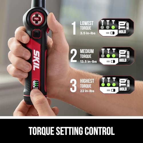 SKIL مفك براغي SKIL Twist 2.0 القابل لإعادة الشحن 4V مع رأس متحرك، إعداد عزم الدوران، كابل شحن USB-C ومجموعة بت مكونة من 2 قطعة-SD5619-01 - Image 3