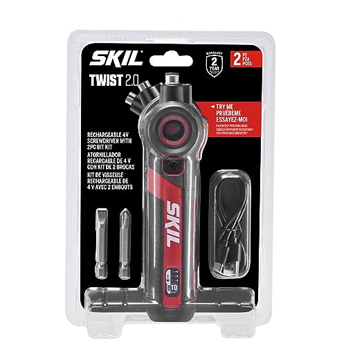 SKIL مفك براغي SKIL Twist 2.0 القابل لإعادة الشحن 4V مع رأس متحرك، إعداد عزم الدوران، كابل شحن USB-C ومجموعة بت مكونة من 2 قطعة-SD5619-01 - Image 1