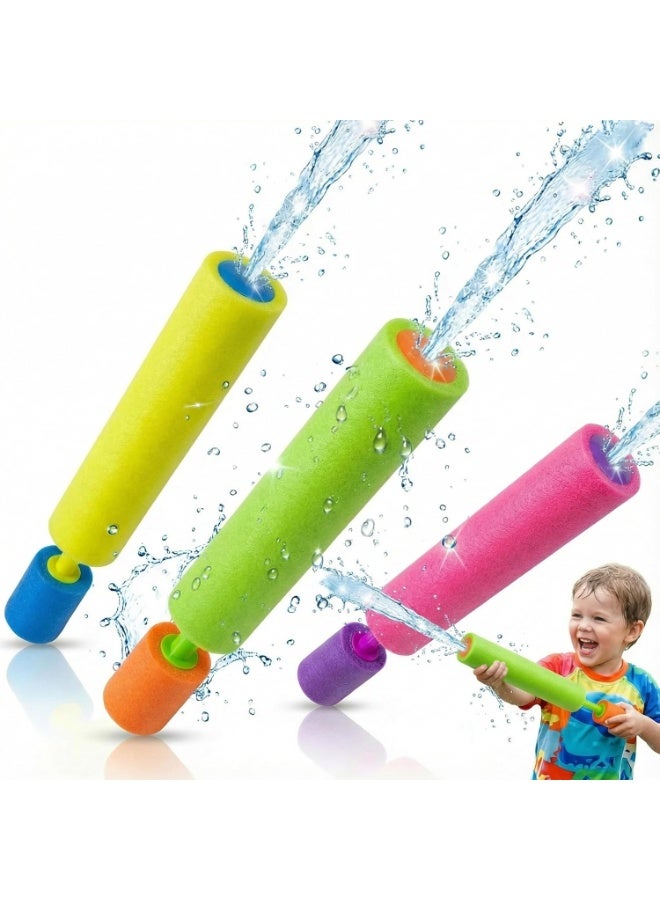 بلاستر ماء فوم 3 عبوات، مسدسات ماء تعمل بالضخ للأطفال، ألعاب ماء عائمة من EVA ناعمة للبرك والشاطئ، تصل إلى 9 م (30 قدم) مدى، للأعمار 3 سنوات فما فوق