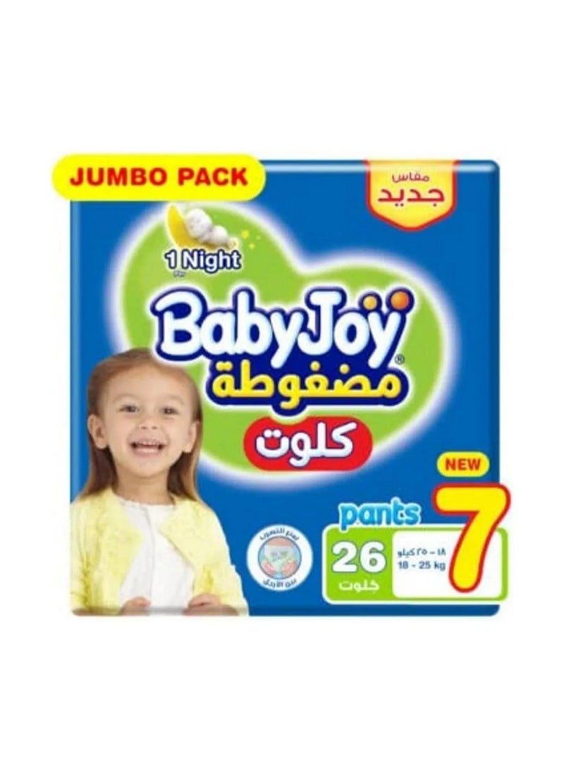 Baby Joy BabyJoy Compressed Culotte Pant Style Diapers, 26 Pieces Jumbo Pack, Size 7, 18-25Kg - Leak Protection, Navel Cut Design, Breathable Material 