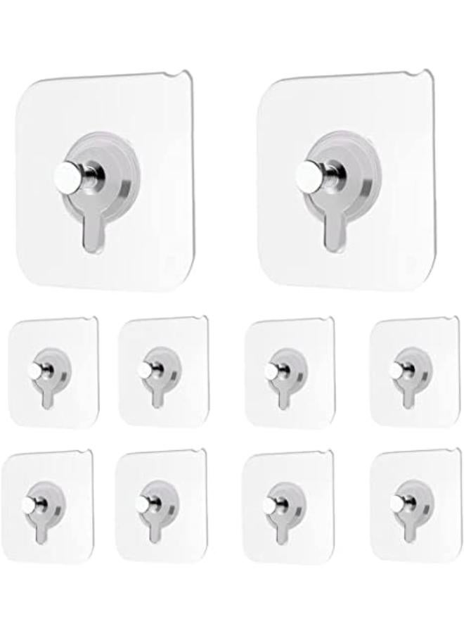 Nail Free Photo Frame Wall Hook Screw Adhesive Non-Trace No Drilling For Bathroom Shower Kitchen Installation Hanging, Waterproof Transparent Screws Hook - 10 Pcs - Image 1