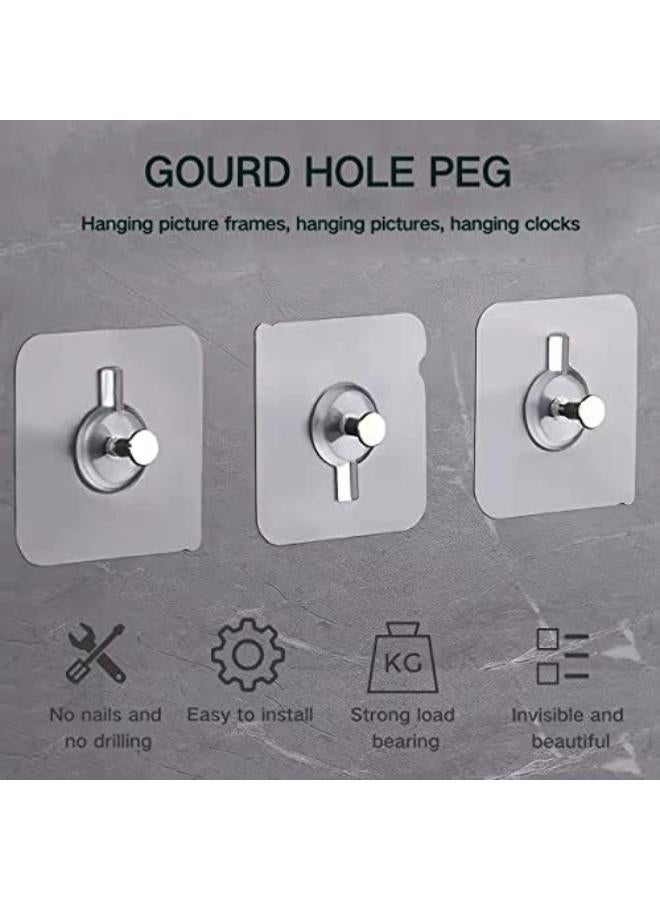 Nail Free Photo Frame Wall Hook Screw Adhesive Non-Trace No Drilling For Bathroom Shower Kitchen Installation Hanging, Waterproof Transparent Screws Hook - 10 Pcs - Image 3