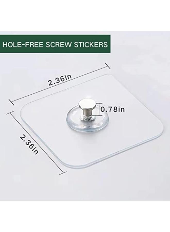 Nail Free Photo Frame Wall Hook Screw Adhesive Non-Trace No Drilling For Bathroom Shower Kitchen Installation Hanging, Waterproof Transparent Screws Hook - 10 Pcs - Image 2