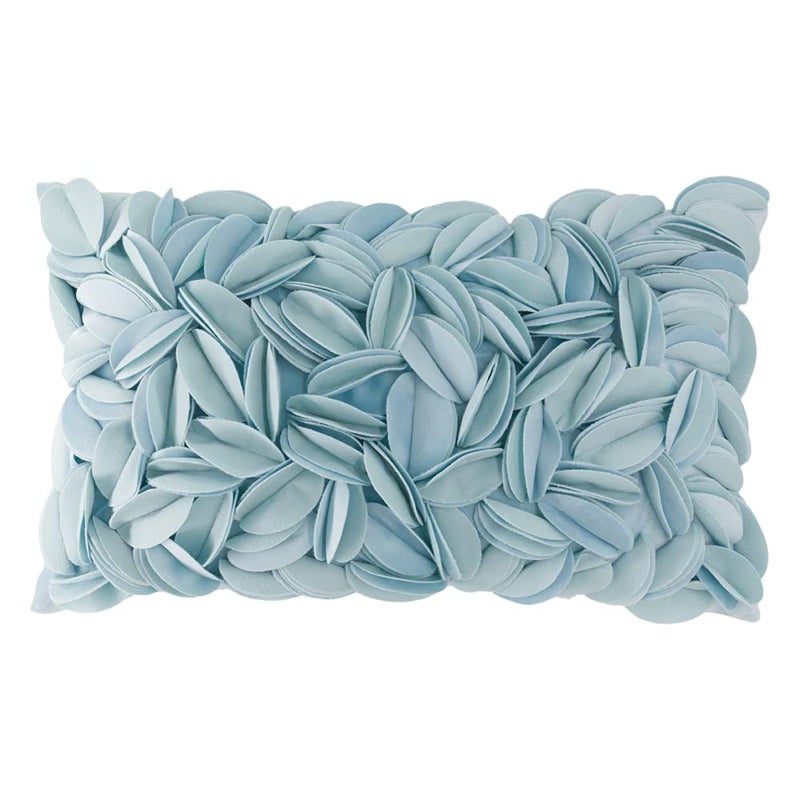 KINGROSE Handmade 3D Floral Accent Throw Pillow Case Soft Pillow Cover Gorgeous Cushion Cover for Sofa Couch Bed Home Decor 12 x 20 Inches Velvet Light Blue
