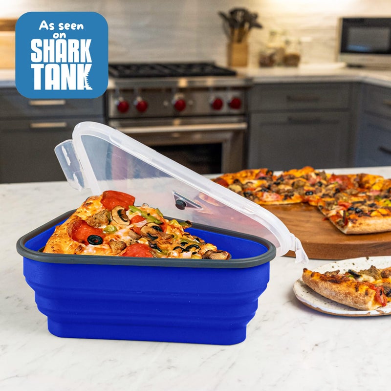PIZZA PACK The Perfect Pizza Packâ„¢ - Reusable Pizza Storage Container with 5 Microwavable Serving Trays - BPA-Free Adjustable Pizza Slice Container to Organize & Save Space, Blue - Image 5
