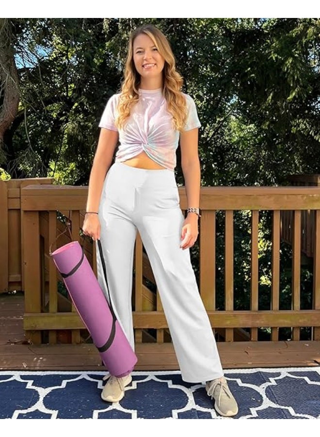NIBEMINENT Yoga Pants Women Wide Leg Pants with Pockets High Waist Stretch Dress Casual Sweatpants Petite/Regular/Tall - Image 2