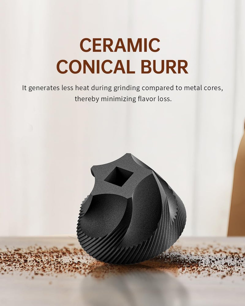 CircleJoy CIRCLE JOY Manual Coffee Grinder with 40 External Adjustable Settings and Ceramic Conical Burr, Portable Stainless Steel Hand Coffee Grinder for Camping, Travel and Espresso - Image 4