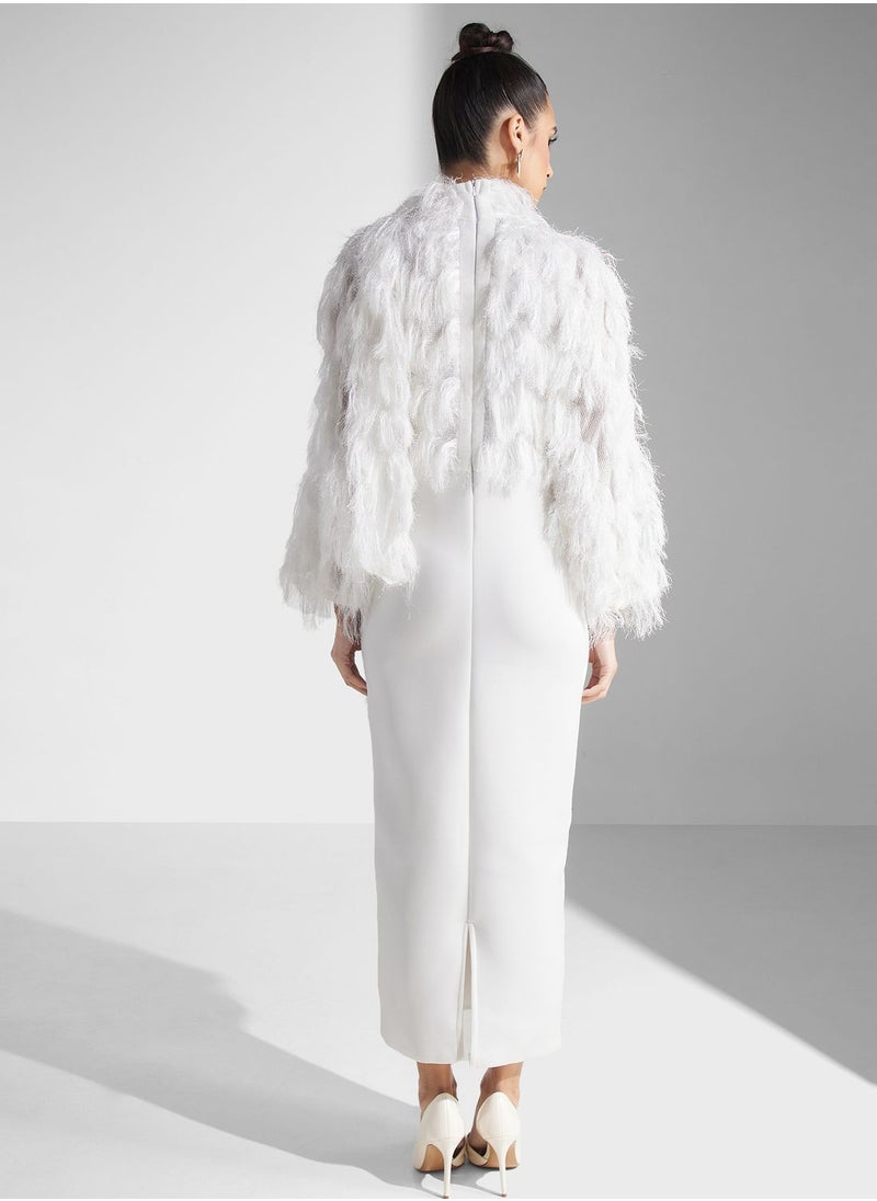 Golden Apple - Fur Detail Dress - Image 1