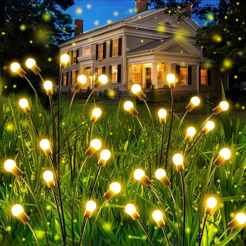 OZS 6 Pack Total 48 LED Solar Garden Lights Fairy Outdoor Solar Firefly Lights Outdoor Sway by Wind Waterproof for Garden Patio Pathway Fairy Decoration Warm White - Image 2