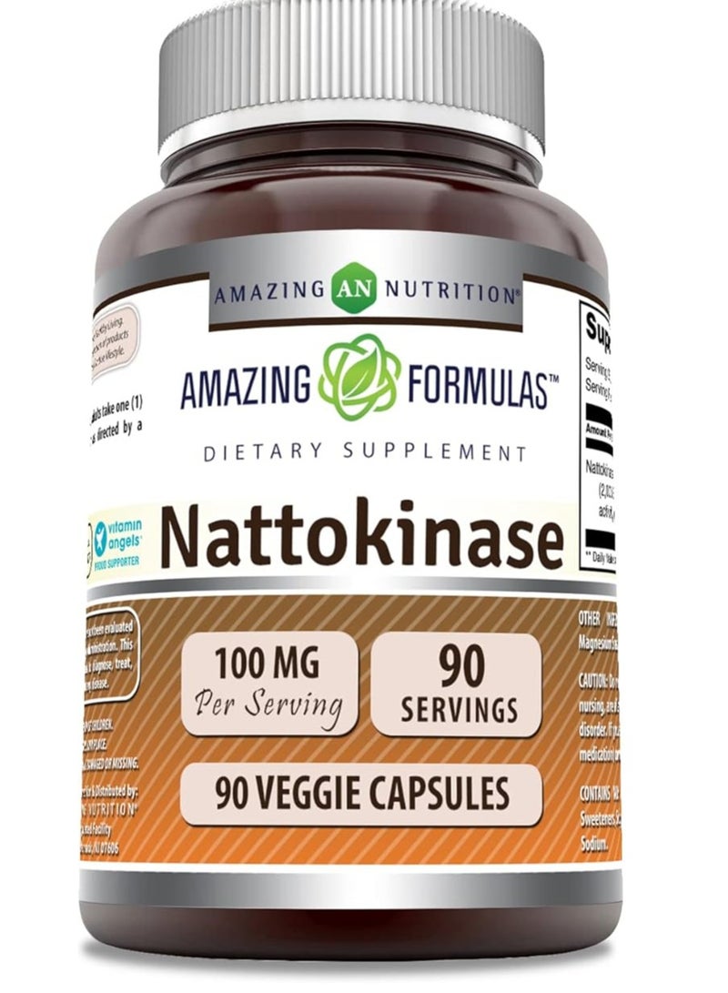 أميزينغ نيوترشن مكمل غذائي ناتوكيناز 100 ملغ، 90 كبسولة نباتية