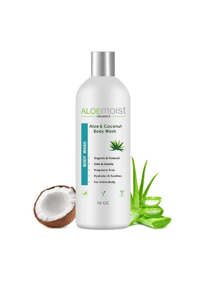 AloeMoist Organic Body Wash Moisturizing Shower Gel Sensitive Skin Body Wash No Added Scent Dye Or Gluten Moisturizing Body Wash Women & Men W/Coconut Aloe Honey Vitamin E  - Image 1