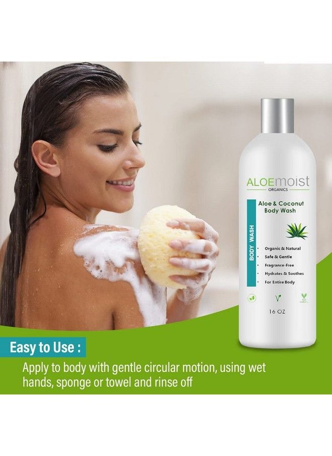 AloeMoist Organic Body Wash Moisturizing Shower Gel Sensitive Skin Body Wash No Added Scent Dye Or Gluten Moisturizing Body Wash Women & Men W/Coconut Aloe Honey Vitamin E  - Image 4
