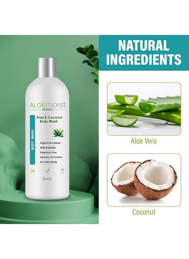 AloeMoist Organic Body Wash Moisturizing Shower Gel Sensitive Skin Body Wash No Added Scent Dye Or Gluten Moisturizing Body Wash Women & Men W/Coconut Aloe Honey Vitamin E  - Image 3