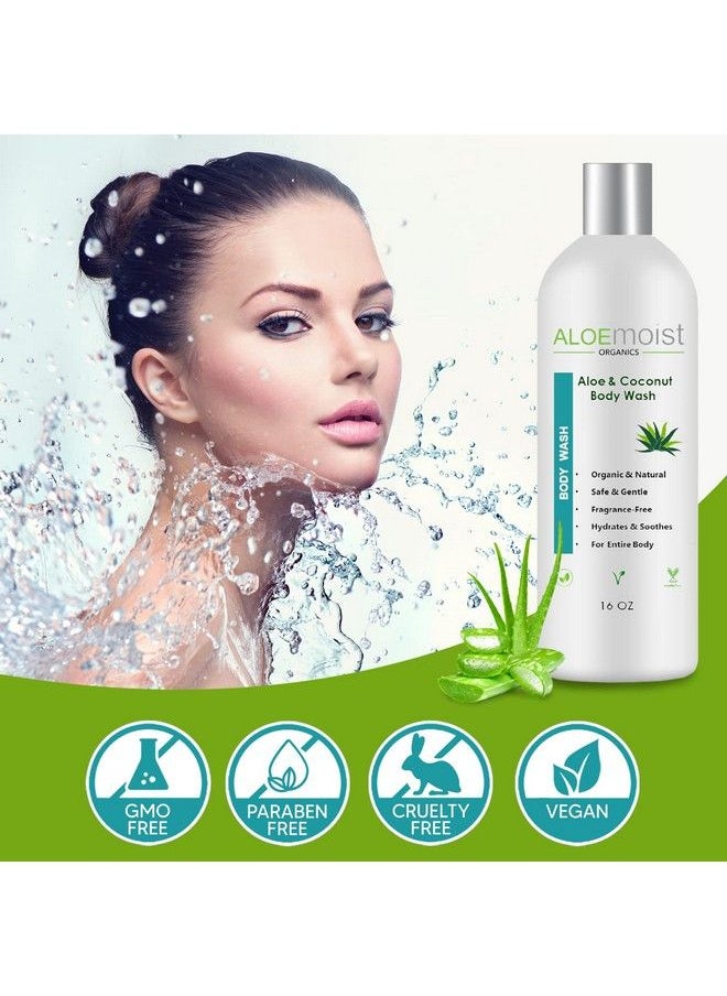 AloeMoist Organic Body Wash Moisturizing Shower Gel Sensitive Skin Body Wash No Added Scent Dye Or Gluten Moisturizing Body Wash Women & Men W/Coconut Aloe Honey Vitamin E  - Image 5