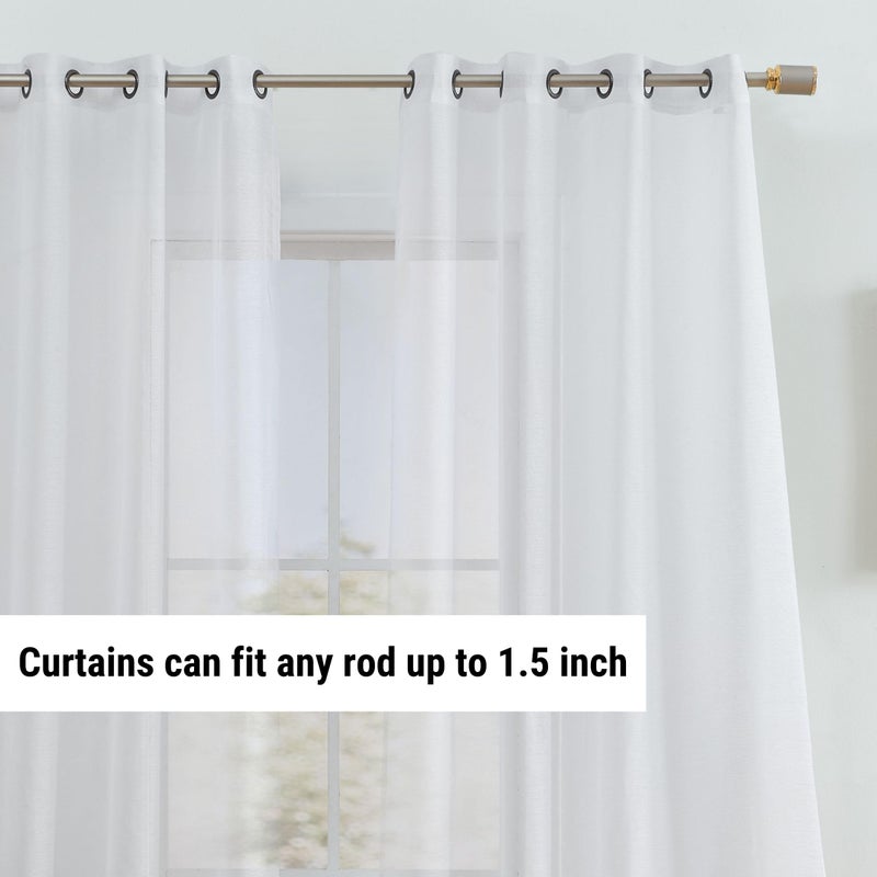 HLC.ME 2 Piece Semi Sheer Voile Light Filtering Window Curtain Grommet Panels for Bedroom, Living Room & Dining Room - White - 54 W x 132 inch Long - Image 3