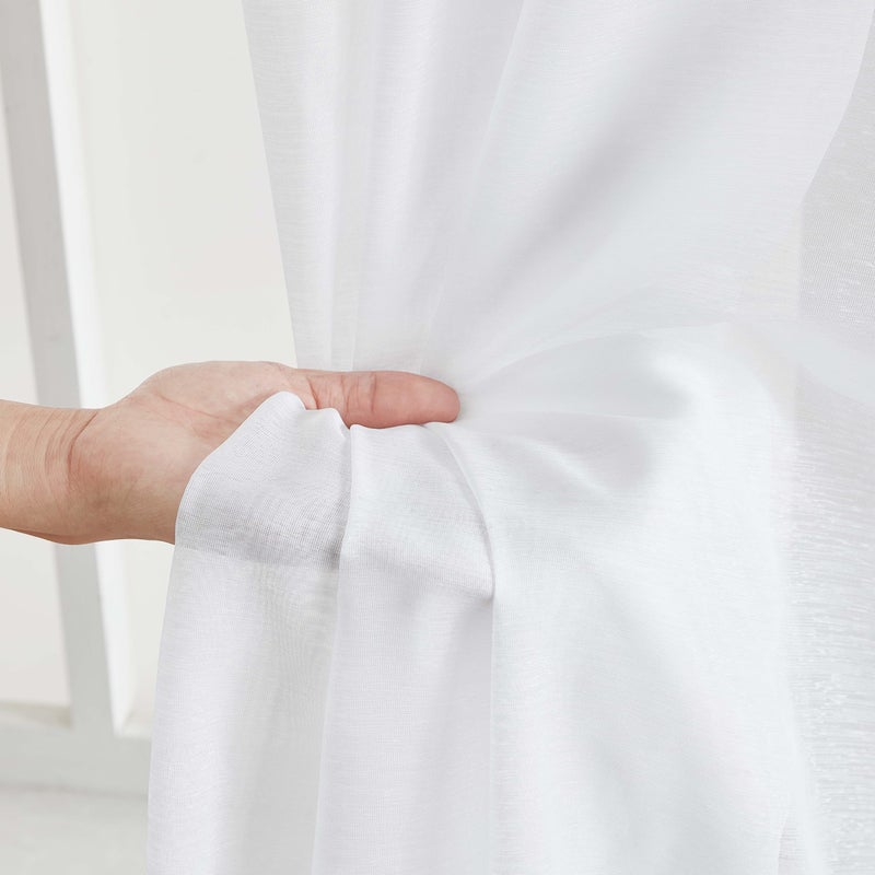 HLC.ME 2 Piece Semi Sheer Voile Light Filtering Window Curtain Grommet Panels for Bedroom, Living Room & Dining Room - White - 54 W x 132 inch Long - Image 4