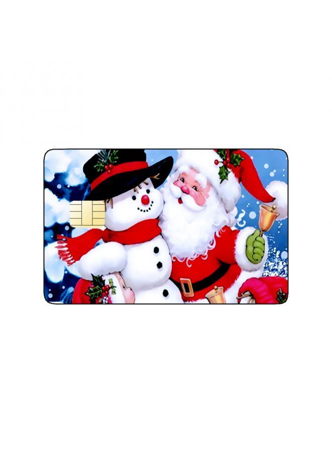 RKN PRINTED BANK CARD STICKER Beautiful Santa Claus Drawing With Snowman - Image 1