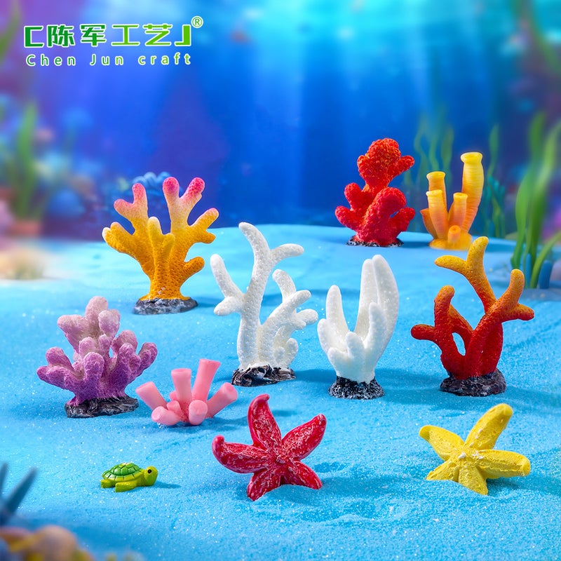 Simulation Resin Coral Aquarium Fish Tank Fish Turtle Small Ornaments Mini Gift Decoration Starfish Diy Ornaments - Image 2