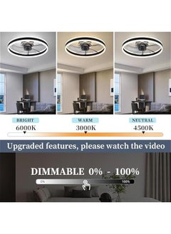 Arabest Low Profile 20 Ceiling Fan with Light, Flush Mount, 6 Speeds, Dimmable LED, Remote Control, Quiet DC Motor, for Bedroom and Living Room, Black Color  - Image 2