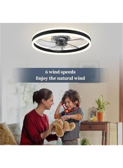 Arabest Low Profile 20 Ceiling Fan with Light, Flush Mount, 6 Speeds, Dimmable LED, Remote Control, Quiet DC Motor, for Bedroom and Living Room, Black Color  - Image 4