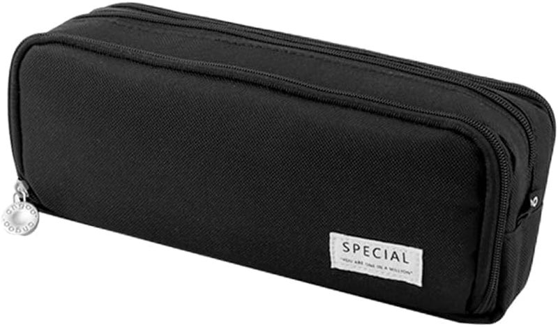 SGMVK Pencil Case Large Pencil Cases for Girls Boys Big Capacity Pencil Pouch with 3 Compartments School Stationary Kids College Students Office Aesthetic Pencil Pouch Teenage Adults (Black) - Image 1