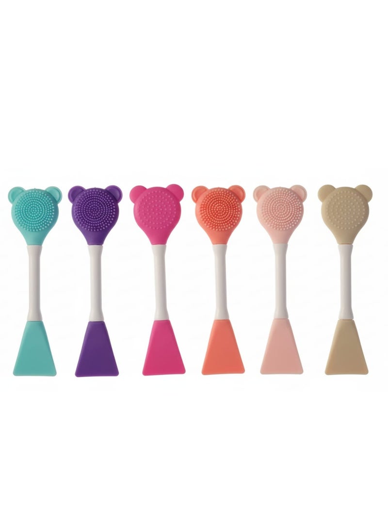 فرشاة تنظيف الوجه - وجه الدب من السيليكون الناعم 2 في 1  متعددة الألوان - Image 3