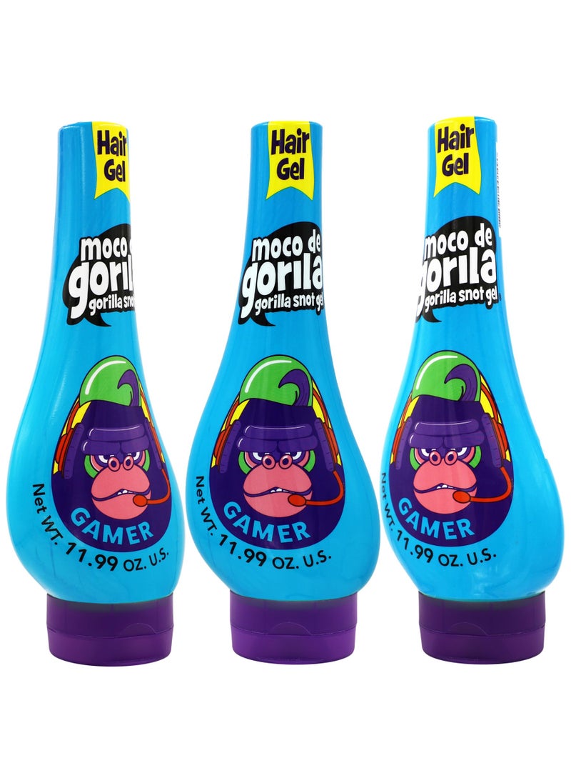 Moco de Gorila - Moco de Gorila Gamer, Hair Styling Gel, Long-Lasting Hold, Reactivatable with Water, 3-Pack of 11.92 Oz Each, 3 Squeezable Bottles. - Image 1