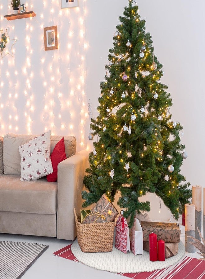 Seematn 36 Inch White Striped Corduroy Christmas Tree Skirt Neutral Tree Skirt Decorative Rustic Farmhouse Boho Home Decor Soft Plush White Decoration for Merry Christmas Decoration - Image 5