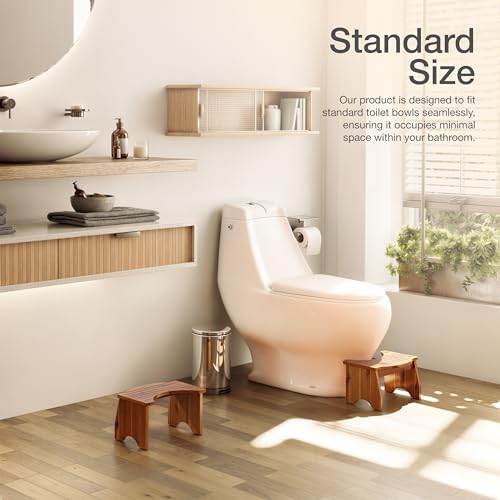 HOLANA 9" Acacia Poop Stool for Bathroom Adults - Squatting Toilet Stool for Kids - 400LBS Weight Capacity Pooping Stool Squat - Toilet Foot Rest, Non-Slip Bathroom Step for Adults - Assembly Required - Image 5