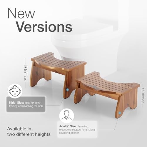 HOLANA 9" Acacia Poop Stool for Bathroom Adults - Squatting Toilet Stool for Kids - 400LBS Weight Capacity Pooping Stool Squat - Toilet Foot Rest, Non-Slip Bathroom Step for Adults - Assembly Required - Image 4