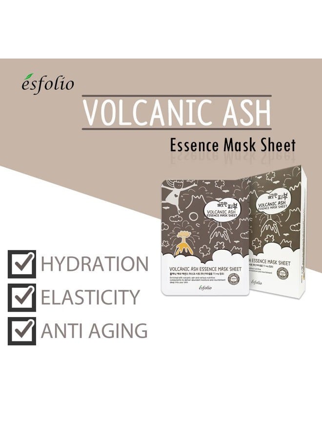 esfolio Volcanic Ash Face Mask – Deep Cleansing Korean Sheet Mask for Pore Care, Oil Control, Acne-Prone & Oily Skin – Hydrating & Purifying Skincare for Clear, Radiant Complexion (Pack of 10) - Image 2