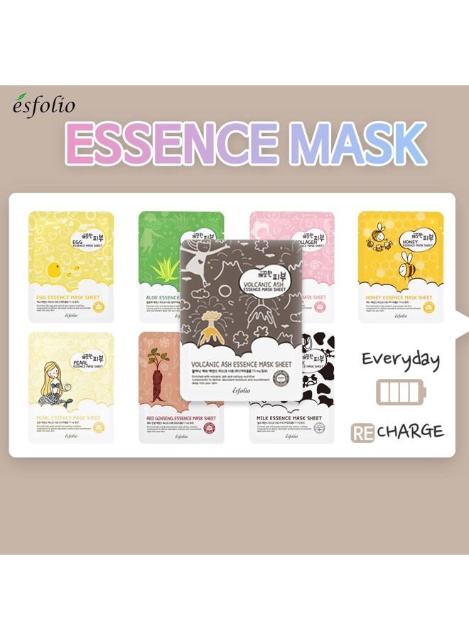 esfolio Volcanic Ash Face Mask – Deep Cleansing Korean Sheet Mask for Pore Care, Oil Control, Acne-Prone & Oily Skin – Hydrating & Purifying Skincare for Clear, Radiant Complexion (Pack of 10) - Image 3